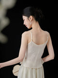 Zenobia Beige Lace Jacquard Cheongsam Top