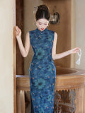 Adriana Mist Blue Slim-Fit Cheongsam Dress