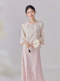 Romina Light Pink Relaxed Fit Cheongsam Top