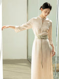 Cyclamen Acetate Apricot Cheongsam Dress