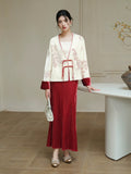 Ranunculus Velvet Red and White Cheongsam Coat