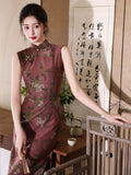 Ava Wine Vintage Lace Cheongsam Dress