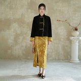 Yolanda 2-Piece Velvet Jacquard Cheongsam Set