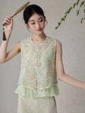 Seraphina Light Green Embroidered Vest Cheongsam