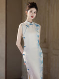 Romana Bamboo Pattern Sleeveless Cheongsam Dress