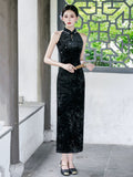 Nerida Black Diamond Velvet Cheongsam
