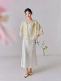 Kendra V-Neck Yellow Relaxed Cheongsam Top
