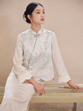 Mimosa Light Blue Jacquard Cheongsam Top
