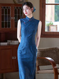 Bliss Klein Blue Slim-Fit Cheongsam