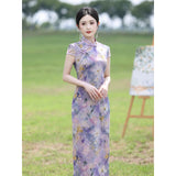 Wren Light Taro Purple Slim-Fit Cheongsam