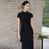 Melody Black Slim-Fit Cheongsam Dress