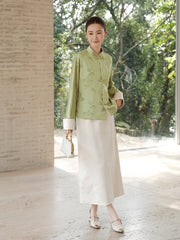 Moonstone Jacquard Spring Green Cheongsam Top