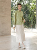 Moonstone Jacquard Spring Green Cheongsam Top