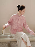 Vega Jacquard Purple Cheongsam Top