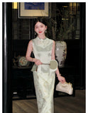 Hibiscus 2-Piece Mint Green Cheongsam Set