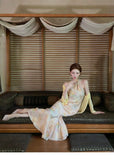 Shimmer Gradient Floral Cheongsam Dress