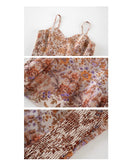 Taffeta 2-Piece Floral Slip Dress Cheongsam Set