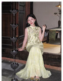 Penelope 2-Piece Wax-Dye Beaded Cheongsam Set