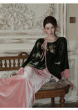 Vivienne 2-Piece Embroidered Velvet Cheongsam Set