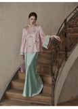 Belladonna 2-Piece Embroidered Acetate Cheongsam Set