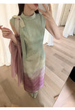 Joy Gradient Satin Cheongsam Dress