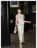 Hibiscus 2-Piece Mint Green Cheongsam Set