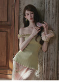 Blanche 2-Piece Lace Off-Shoulder Cheongsam Set