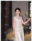 Sana 2-Piece Beaded Tencel Cheongsam Set