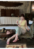 Citrine Floral Jacquard Cheongsam Dress