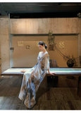 Sodalite Ink-Splash Print Cheongsam Dress
