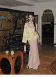 Charm 2-Piece Embroidered Jacquard Cheongsam Set