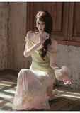 Blanche 2-Piece Lace Off-Shoulder Cheongsam Set