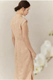 Peridot Pink Jacquard Cheongsam Dress