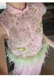Emerald 3-Piece Embroidered Cheongsam Set