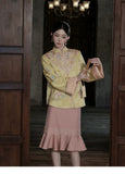 Charm 2-Piece Embroidered Jacquard Cheongsam Set