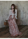 Taffeta 2-Piece Floral Slip Dress Cheongsam Set