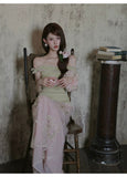 Blanche 2-Piece Lace Off-Shoulder Cheongsam Set