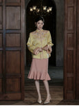 Charm 2-Piece Embroidered Jacquard Cheongsam Set