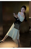 Clementine 2-Piece Color-Block Knit Cheongsam Set
