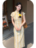 Zorina Jacquard Plant Pattern Cheongsam