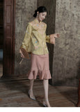 Charm 2-Piece Embroidered Jacquard Cheongsam Set