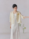 Kendra V-Neck Yellow Relaxed Cheongsam Top