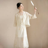 Kalina 2-Piece Embossed Overlay Cheongsam Set