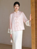 Pansy Jacquard Soft Pink Cheongsam Top