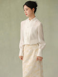 Velvet Cloud White Lightweight Cheongsam Top
