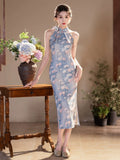 Isadora Blue Modern Cheongsam Dress