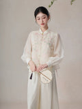 Yasmin Sage Green Embroidered Silk Vest Cheongsam