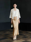 Allure Lace Embroidered Crabapple Brown Short Cheongsam Coat