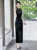Nerida Black Diamond Velvet Cheongsam