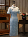 Deneb Silk Jacquard Cheongsam Dress